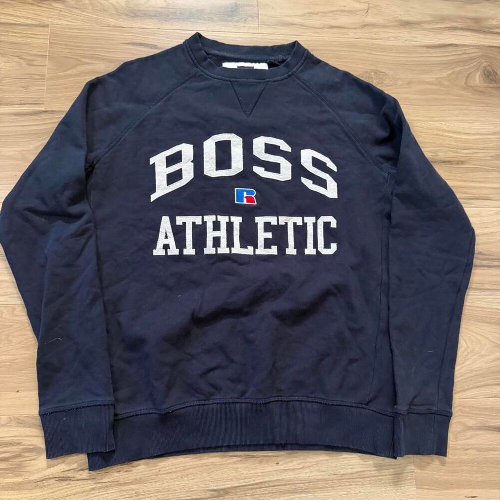 Rare Hugo Boss x Russell Athletic Collab crewneck sweatshirt Faded Size Large